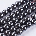 Chapelets de perle en hématite synthétique sans magnétique, ronde, noir, 10mm, Trou: 1mm, Environ 38 pcs/chapelet, 14.9 pouce