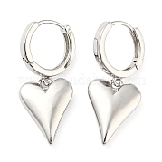 Серьги-кольца с подвесками в форме сердца из латуни EJEW-Q779-01P