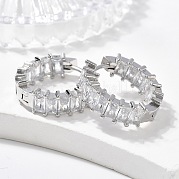 Серьги-кольца из латуни с микро-паве из фианита EJEW-K083-37P-B
