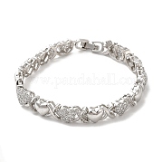 Браслет-цепочка с сердечком из кубического циркония BJEW-M296-05P