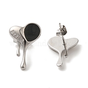 Серьги-гвоздики в форме сердца из нержавеющей стали 304 EJEW-C114-18P-01
