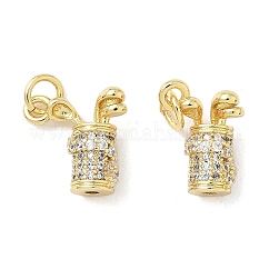 Ottone micro spianare pendenti zirconi, charms golf, placcato di lunga durata,  cadmio& piombo libero, placcatura cremagliera, vero placcato oro 18k, 13x9.5x6mm, Foro: 3.3 mm