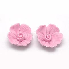 Cabujones de porcelana hechos a mano, flor, rosa perla, 17~18x17~18x7~8mm
