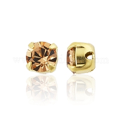 Preciosa® maxima Kristall im aufnähbaren Cup, tschechischer Kristall, mit Messingstiften, 719 35 021 Chaton (rund), golden, 10330 Liter farbig Topas, ss16(3.8~4mm)