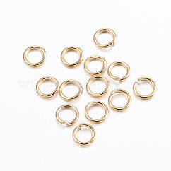 Anillos de salto abiertos de acero inoxidable 304, redondo, real 24k chapado en oro, 21 diámetro, 4.5x0.7mm, diámetro interior: 3.1 mm