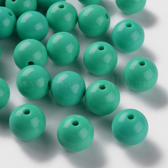Abalorios acrílicos opacos, redondo, verde mar claro, 16x15mm, agujero: 2.8 mm, aproximamente 220 unidades / 500 g