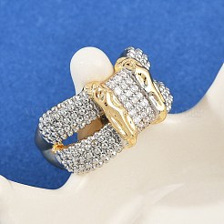 Латунные микро проложить манжеты кольца кубического циркония RJEW-D326-06G