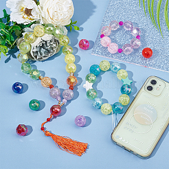 50 шт. 5-х видов прозрачных акриловых бусин с цветным покрытием AB&nbsp;OACR-PH0001-96