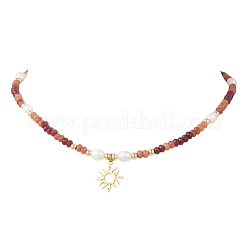 Комплекты браслетов и ожерелий из натурального окрашенного малайзийского нефрита и натурального культивированного пресноводного жемчуга&nbsp;SJEW-JS01373-03