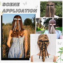 Заколки для волос из кожи аллигатора с бантом из полиэфирной ленты AJEW-CP0008-40A