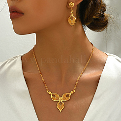Set di orecchini e collane vintage alla moda con occhio di cavallo in ferro per donna&nbsp;PO3797-2