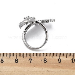 Открытые манжеты из латуни с микропаве и прозрачным цирконием для женщин&nbsp;LS-RJEW-S402-06P