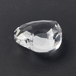 クリアガラスペンダント  シャンデリアクリスタル吊り下げペンダント用  多面カット  ハート  透明  32x33x13.5mm  穴：1.8mm&nbsp;LS-GLAA-F118-02