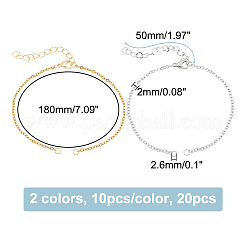 20шт 2 цвета 304 нержавеющая сталь трос звено браслет изготовление&nbsp;STAS-UN0047-15
