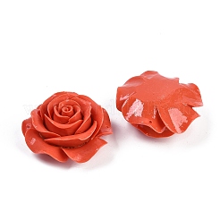 合成珊瑚で染めた彫刻された花のコネクターチャーム  レッドオレンジ  52x50x24mm  穴：1.3mm&nbsp;CORA-M001-01