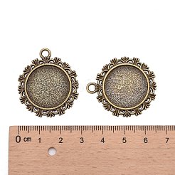 Antike flache runde Legierung Anhänger Fassungen&nbsp;PALLOY-N0088-66AB-NF