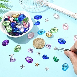 60 Stück 15 Stile Acryl-Strass-Cabochons mit flacher Rückseite.&nbsp;GACR-YW0001-05A