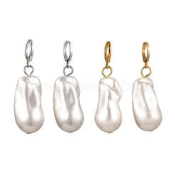 2 paio di orecchini a cerchio in ottone e plastica con perle&nbsp;EJEW-JE06485