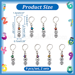 Плоские круглые с эмалевым покрытием с цифровым рисунком акриловые замковые маркеры петель со звездой из сплава HJEW-AB00104