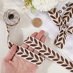 3 Yards Polyester-Blatt-Jacquardbänder&nbsp;SRIB-WH20020-020D