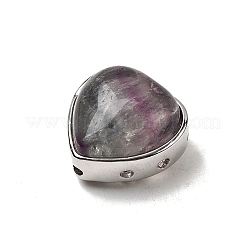 Латунные многорядные звенья из натурального флюорита в форме сердца&nbsp;G-B149-13P-04