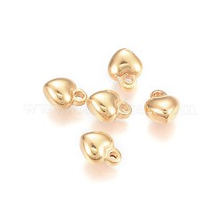 304ステンレススチールチャーム  膨らんだ心  ゴールドカラー  9x7x4~4.3mm  穴：1.5mm&nbsp;STAS-P231-65G