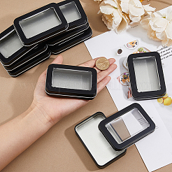 Ящик для хранения из жести с прозрачным окошком CON-WH0099-23EB