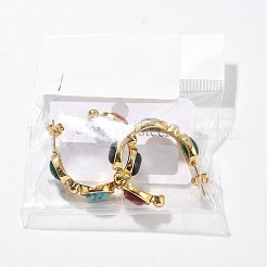 Серьги-гвоздики из нержавеющей стали 304 с синтетической бирюзой и синтетическим агатом&nbsp;LS-EJEW-M105-01G