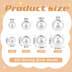 8шт 4 стиля 925 бусины из стерлингового серебра&nbsp;STER-BC0002-13