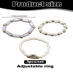 3 Stück Fingerringe-Set aus Acryl und Kunststoffperlen&nbsp;RJEW-LP0003-59B