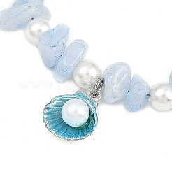 Браслеты на ногу с подвесками в форме ракушки из сплава эмали AJEW-AN00734-02