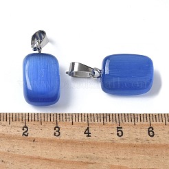 キャッツアイペンダント  201個のステンレススチール製金具付き  長方形  ステンレス鋼色  藤紫色  20x12x9mm  穴：7x4mm&nbsp;CE-P003-01P-07
