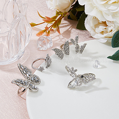 4 шт. набор из 4 колец-манжет в форме бабочек со стразами RJEW-FI0001-14