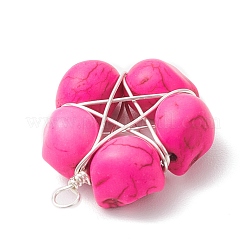 Ciondoli con perline a forma di teschio turchese sintetico tinto di Halloween&nbsp;PALLOY-TA00297-07