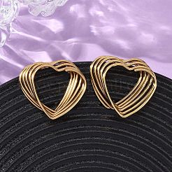 Многослойные серьги-гвоздики в форме сердца из нержавеющей стали 304&nbsp;EJEW-L304-06G