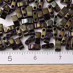 MIYUKIハーフティラビーズ  日本製シードビーズ  2の穴  （htl458)メタリックブラウンアイリス  5x2.3x1.9mm  穴：0.8mm  約250PCS /ボトル  10 G /ボトル&nbsp;SEED-JP0008-HTL0458