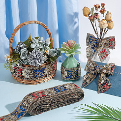 10 ярд ленты из полиэстера с цветочной вышивкой OCOR-WH0092-28