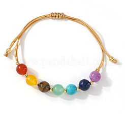 Браслеты из круглых бусин с натуральным тигровым глазом&nbsp;WD1381