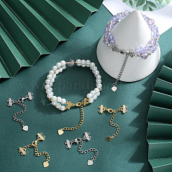 10 шт. 2-цветная латунная микропаве прозрачная кубическая циркония с цепочками&nbsp;KK-BBC0019-09