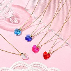 Ожерелья с сердечным стеклом NJEW-K117-01G