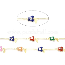 Farfalla in ottone smaltato ecologico fatto a mano con catena a maglie malocchio&nbsp;CHC-I045-19G
