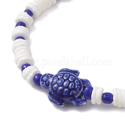 2 комплект браслетов из фарфора и стеклянных бусин ручной работы в виде черепахи BJEW-JB12654