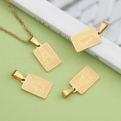 イオンプレーティング（IP）304ステンレスペンダント  ノッサセニョーラアパレシーダの長方形  ゴールドカラー  20.5x12x2mm  穴：6x4mm&nbsp;STAS-M245-22G