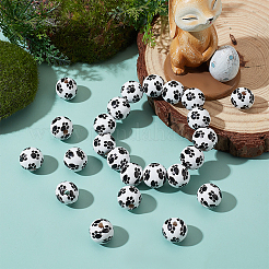 Печатные бусы из натурального дерева&nbsp;WOOD-CA0001-56