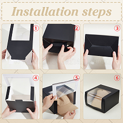 Складные картонные подарочные коробки для хранения крышек с прозрачным ПВХ-окном CON-WH0099-66A