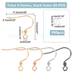 80 шт. 4-х цветные крючки для сережек из нержавеющей стали 304&nbsp;STAS-DC0009-07