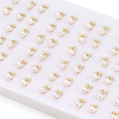 Серьги-гвоздики из латуни и натурального жемчуга&nbsp;PEAR-N020-WX06