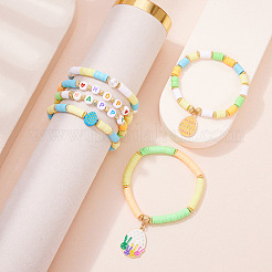 6 шт. 6 стиля браслетов с эмалированными подвесками из сплава на пасхальную тематику&nbsp;FS-WG44852-01