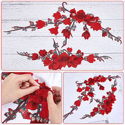 Цветочная полиэфирная вышивка утюгом/пришивка нашивок&nbsp;PATC-WH0001-88