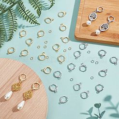 24 пара двухцветных латунных сережек-колец Huggie Hoop DIY-CN0002-06